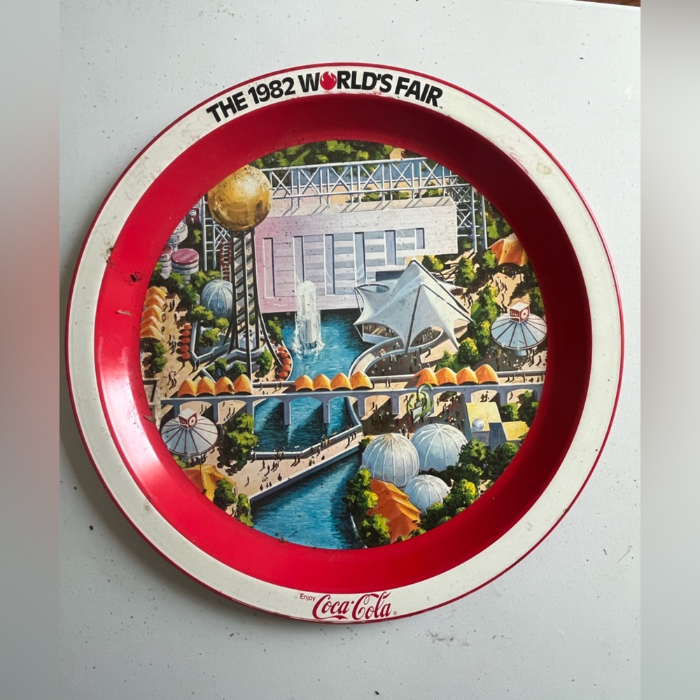 Vintage Coca-Cola 1982 round World’s Fair Tray